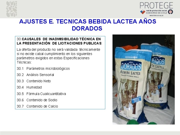 AJUSTES E. TECNICAS BEBIDA LACTEA AÑOS DORADOS 30. CAUSALES DE INADMISIBILIDAD TÉCNICA EN LA AJUSTES E. TECNICAS BEBIDA LACTEA AÑOS DORADOS 30. CAUSALES DE INADMISIBILIDAD TÉCNICA EN LA