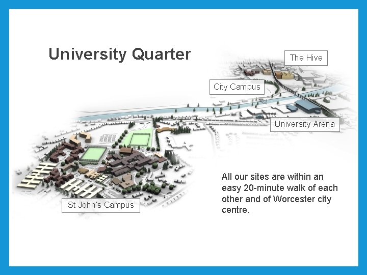 University Quarter The Hive City Campus University Arena St John’s Campus All our sites