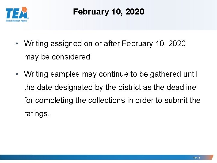 February 10, 2020 • Writing assigned on or after February 10, 2020 may be