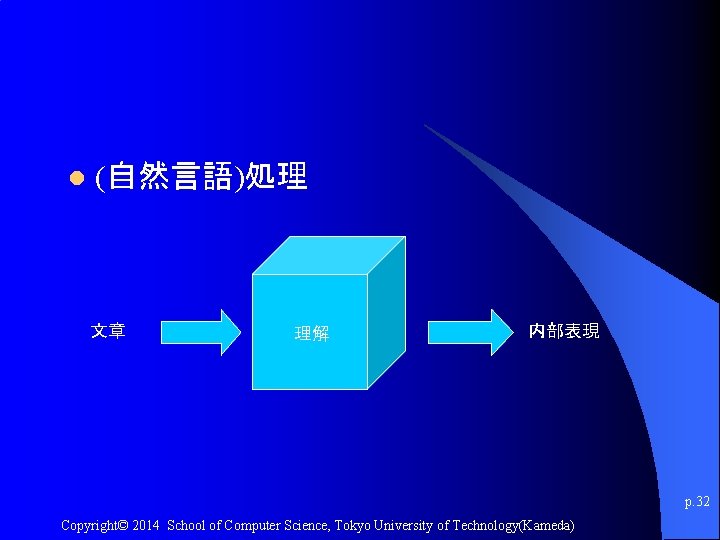 l (自然言語)処理 文章 理解 内部表現 p. 32 Copyright© 2014 School of Computer Science, Tokyo