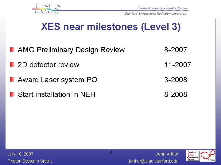 XES near milestones (Level 3) AMO Preliminary Design Review 8 -2007 2 D detector