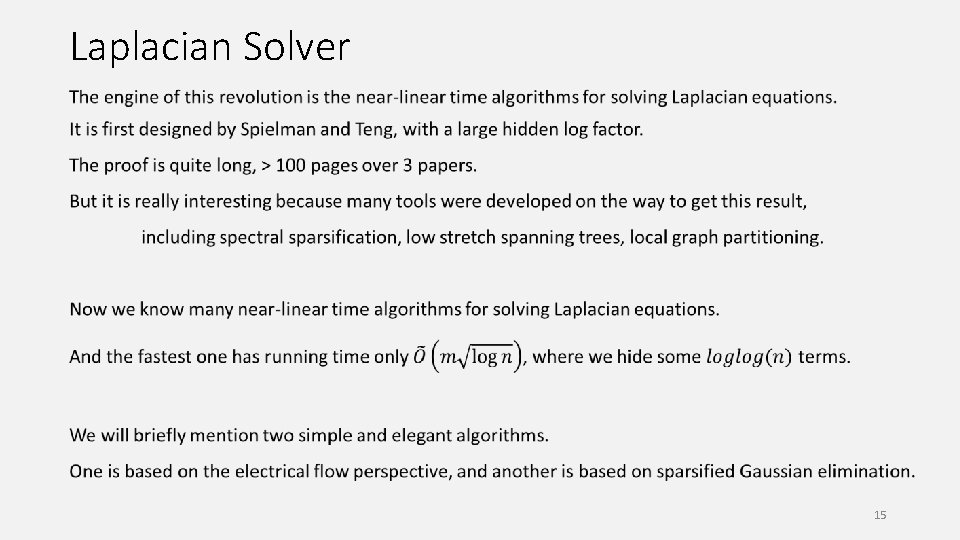 Laplacian Solver 15 