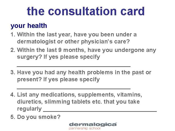 the consultation card your health 1. Within the last year, have you been under