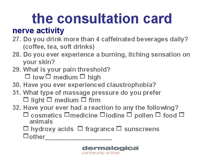 the consultation card nerve activity 27. Do you drink more than 4 caffeinated beverages