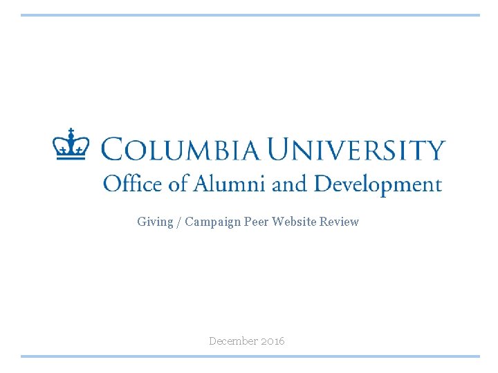 Giving / Campaign Peer Website Review December 2016 