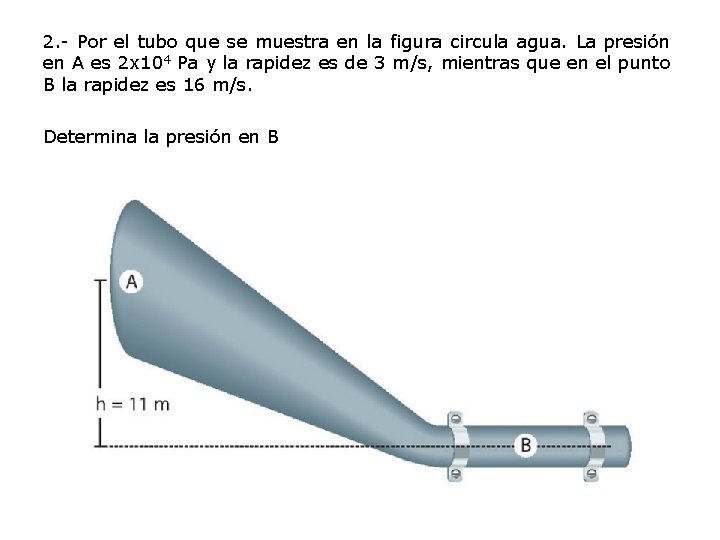 2. - Por el tubo que se muestra en la figura circula agua. La