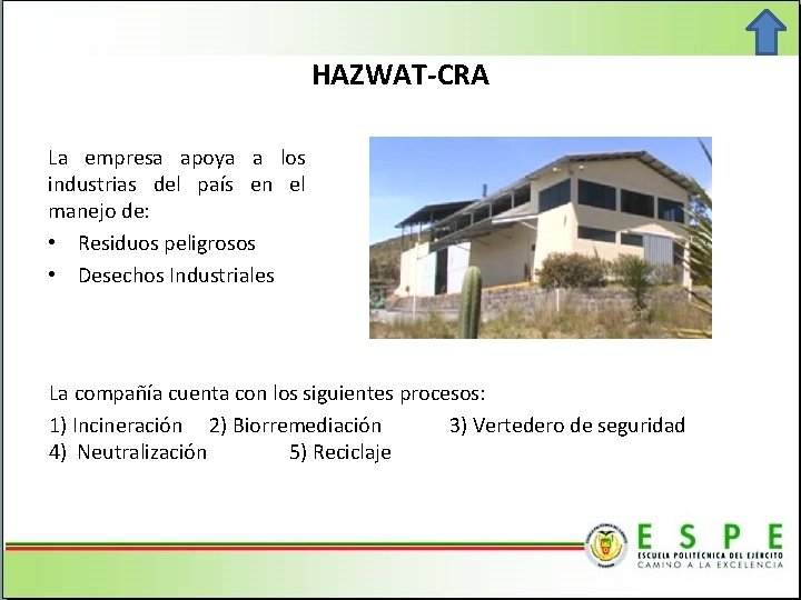 HAZWAT-CRA La empresa apoya a los industrias del país en el manejo de: •