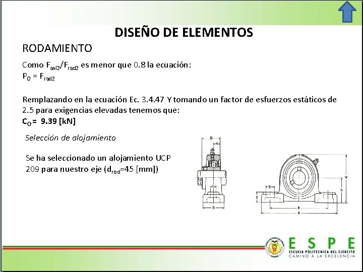 RODAMIENTO DISEÑO DE ELEMENTOS Como Faxi 2/Frad 2 es menor que 0. 8 la