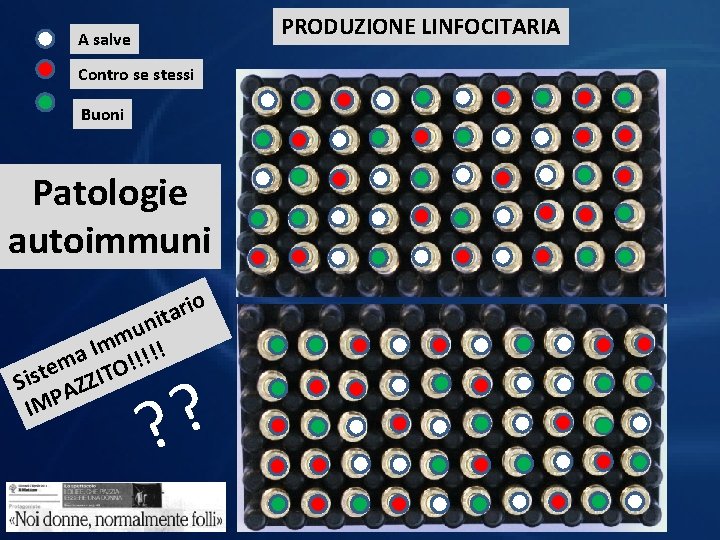 PRODUZIONE LINFOCITARIA A salve Contro se stessi Buoni Patologie autoimmuni o i r a