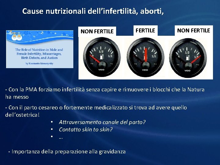 Cause nutrizionali dell’infertilità, aborti, NON FERTILE - Con la PMA forziamo infertilità senza capire