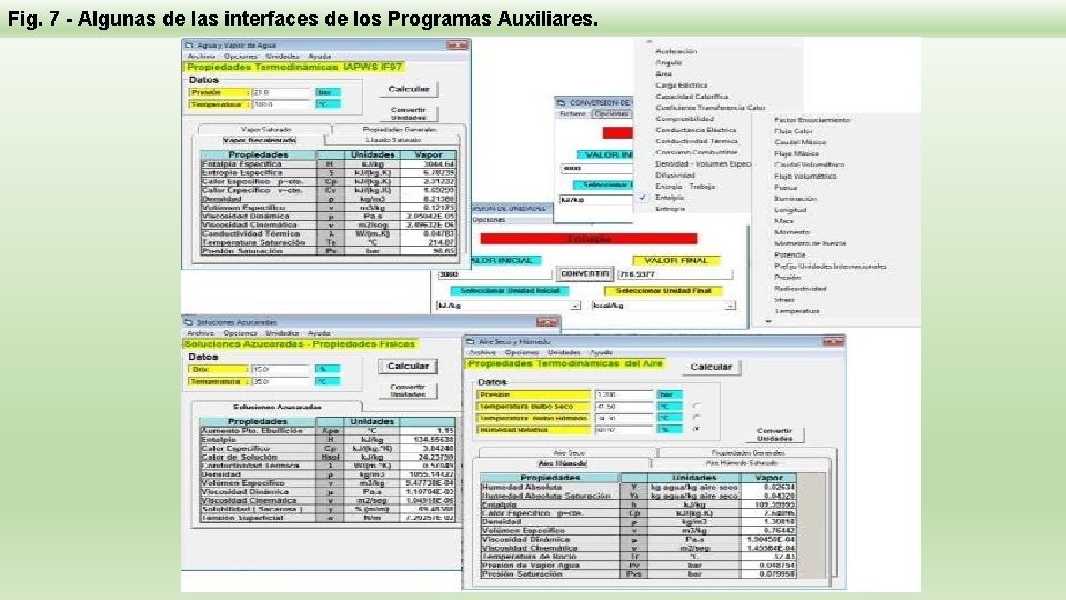 Fig. 7 - Algunas de las interfaces de los Programas Auxiliares. Fig. 7 - Algunas de las interfaces de los Programas Auxiliares.