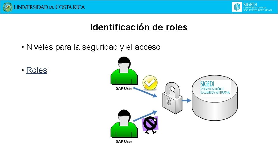 Identificación de roles • Niveles para la seguridad y el acceso • Roles 