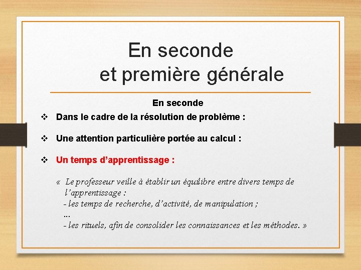 En seconde et première générale En seconde v Dans le cadre de la résolution En seconde et première générale En seconde v Dans le cadre de la résolution