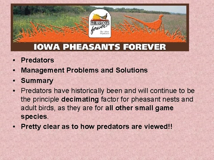  • • Predators Management Problems and Solutions Summary Predators have historically been and