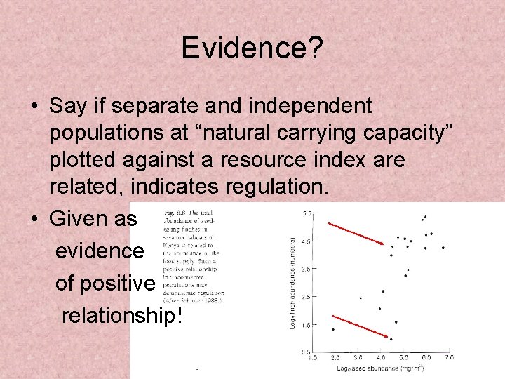 Evidence? • Say if separate and independent populations at “natural carrying capacity” plotted against