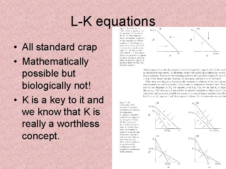 L-K equations • All standard crap • Mathematically possible but biologically not! • K