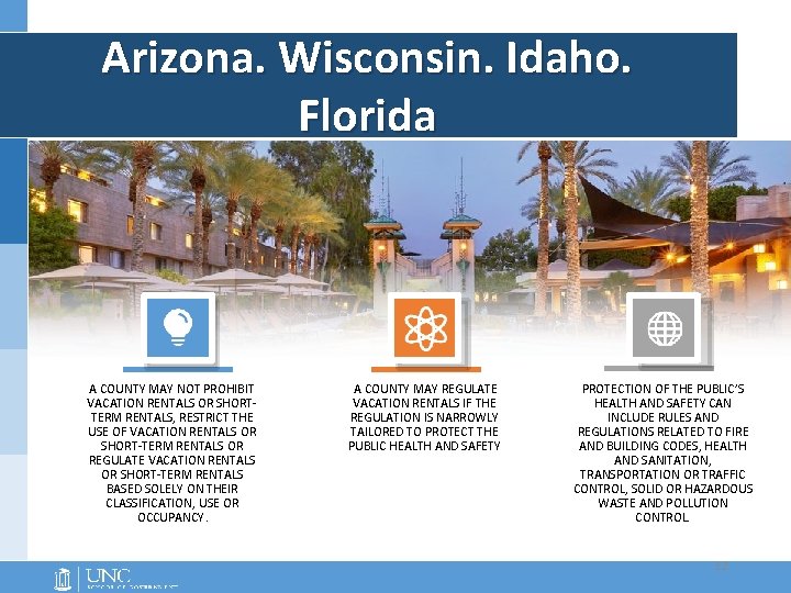 Arizona. Wisconsin. Idaho. Florida A COUNTY MAY NOT PROHIBIT VACATION RENTALS OR SHORTTERM RENTALS,