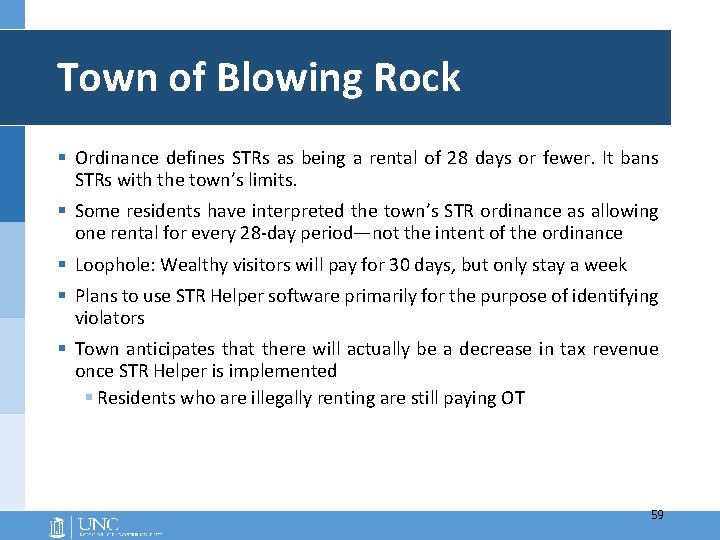 Town of Blowing Rock § Ordinance defines STRs as being a rental of 28