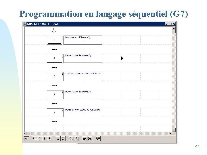 Programmation en langage séquentiel (G 7) 44 