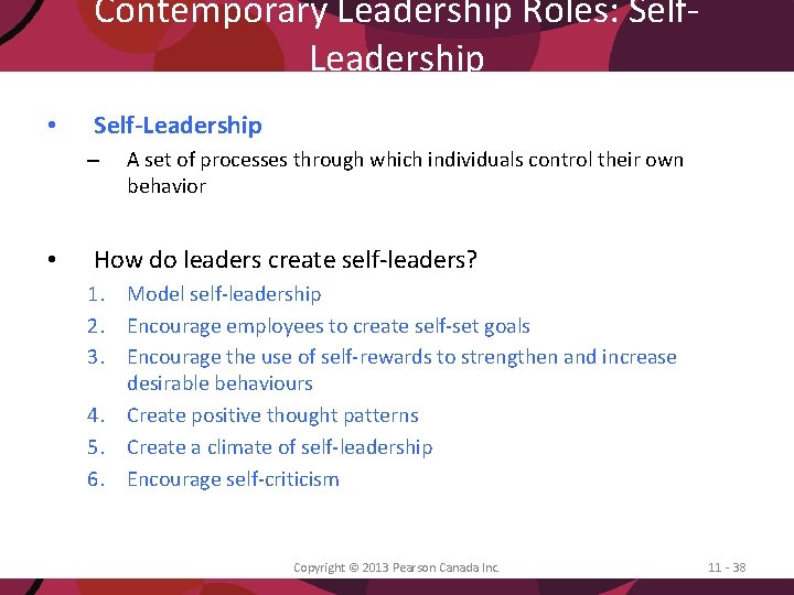 Contemporary Leadership Roles: Self. Leadership • Self-Leadership – • A set of processes through