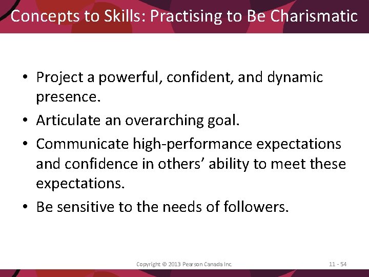 Concepts to Skills: Practising to Be Charismatic • Project a powerful, confident, and dynamic