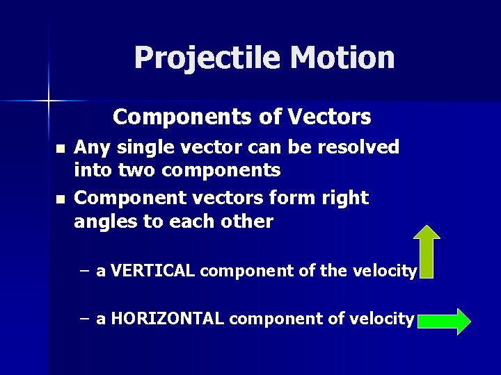 Projectile Motion Components of Vectors n n Any single vector can be resolved into