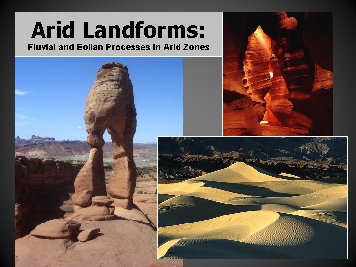 Arid Landforms: Fluvial and Eolian Processes in Arid Zones 