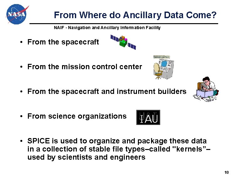From Where do Ancillary Data Come? NAIF - Navigation and Ancillary Information Facility • From Where do Ancillary Data Come? NAIF - Navigation and Ancillary Information Facility •