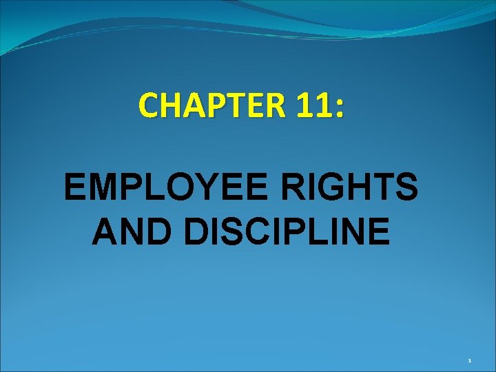 CHAPTER 11: EMPLOYEE RIGHTS AND DISCIPLINE 1 