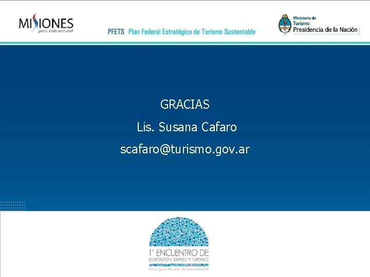 GRACIAS Lis. Susana Cafaro scafaro@turismo. gov. ar 