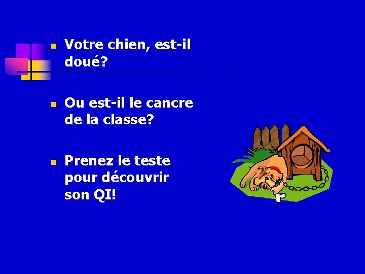 n n n Votre chien, est-il doué? Ou est-il le cancre de la classe?