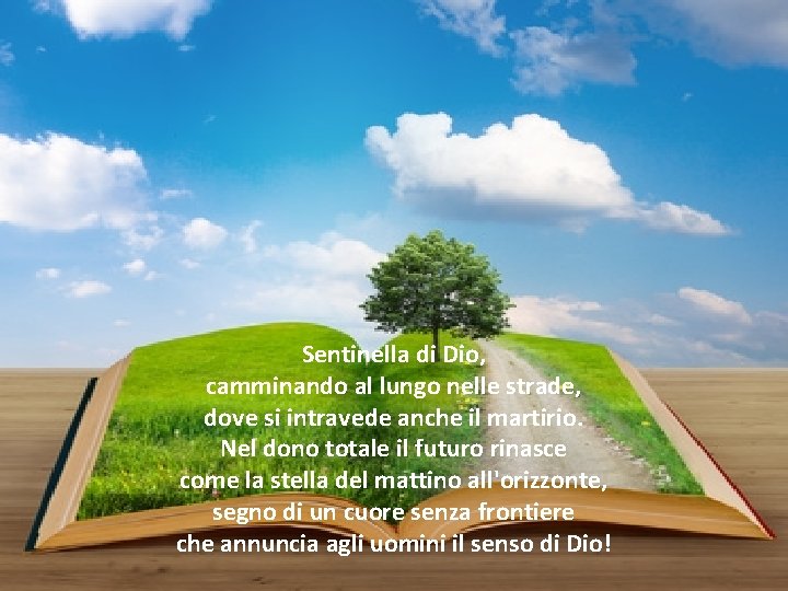 Sentinella di Dio, camminando al lungo nelle strade, dove si intravede anche il martirio.