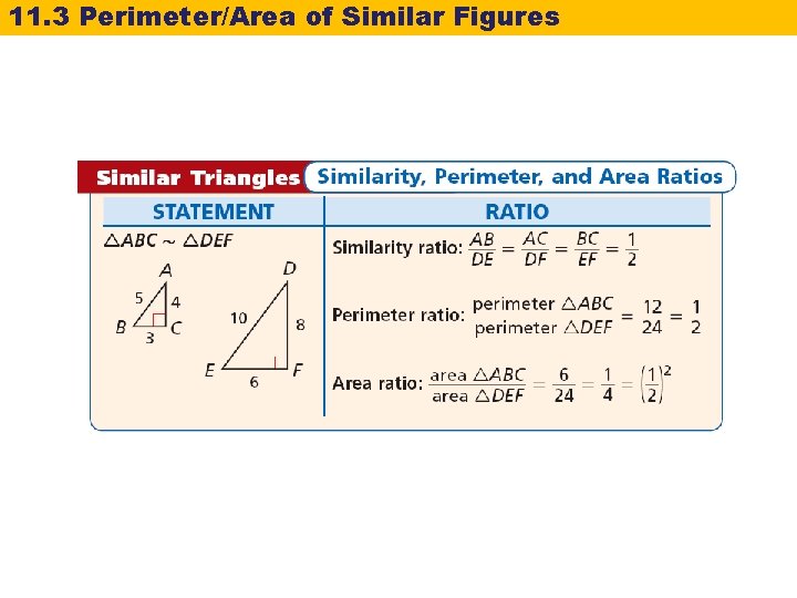 11. 3 Perimeter/Area of Similar Figures 