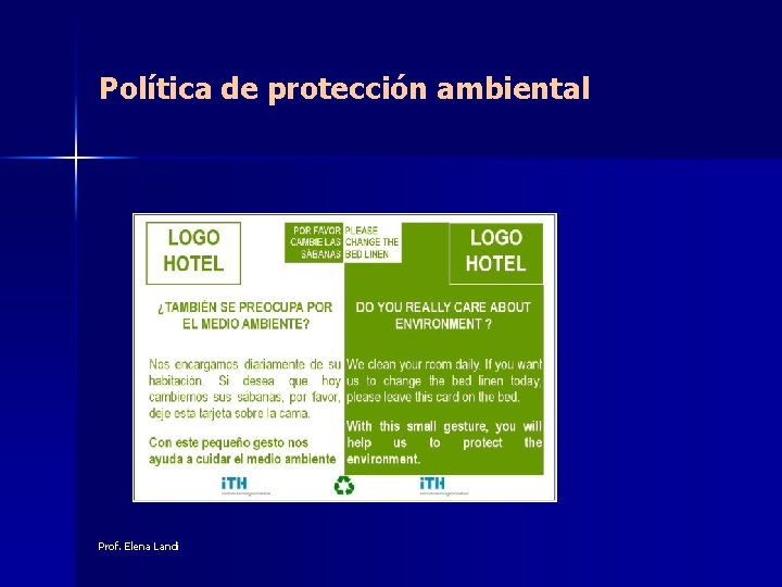 Política de protección ambiental Prof. Elena Landi 