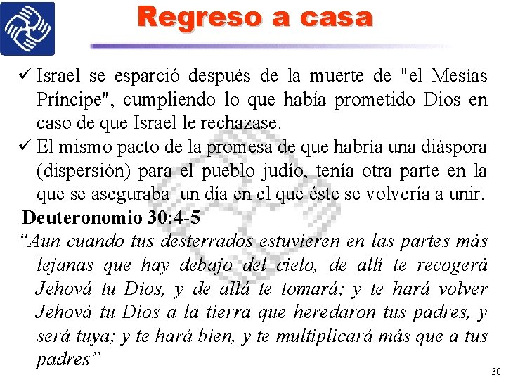 Regreso a casa ü Israel se esparció después de la muerte de "el Mesías