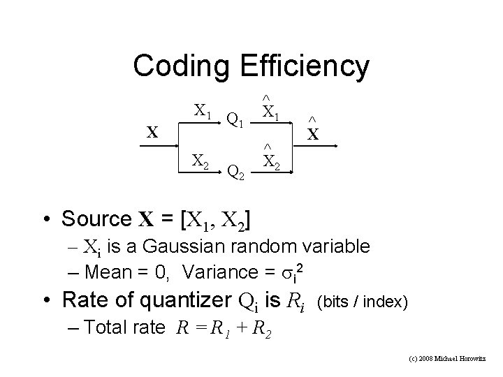 Coding Efficiency X X 1 Q 1 ^ X 1 X 2 ^ X