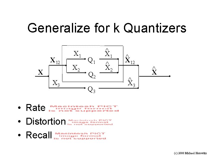 Generalize for k Quantizers X 12 X X 3 X 1 X 2 Q