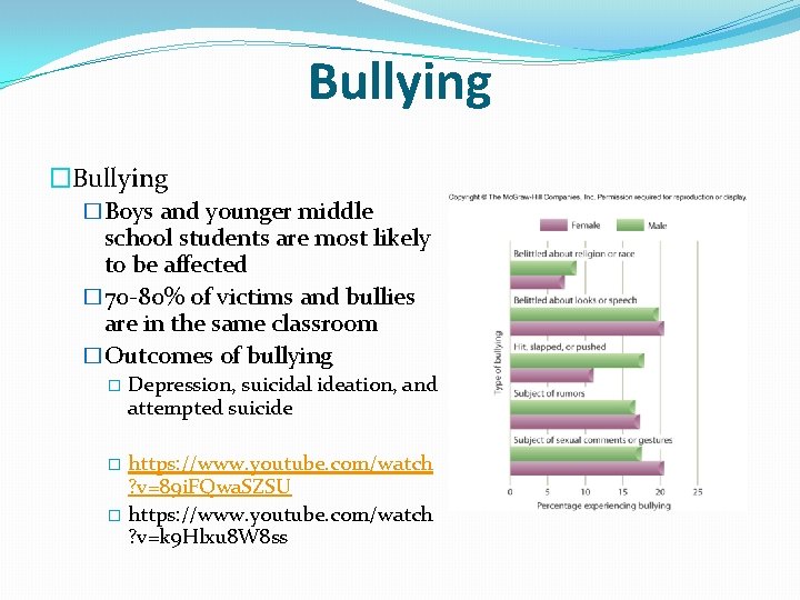 Bullying �Boys and younger middle school students are most likely to be affected �