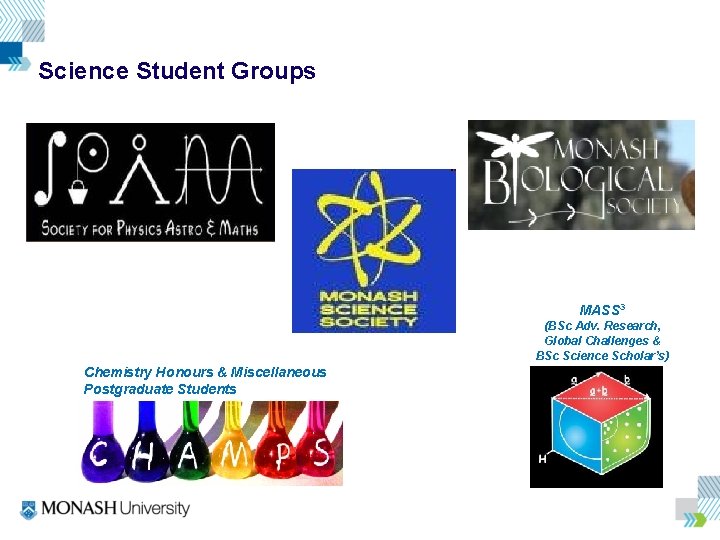 Science Student Groups MASS 3 (BSc Adv. Research, Global Challenges & BSc Science Scholar’s) Science Student Groups MASS 3 (BSc Adv. Research, Global Challenges & BSc Science Scholar’s)