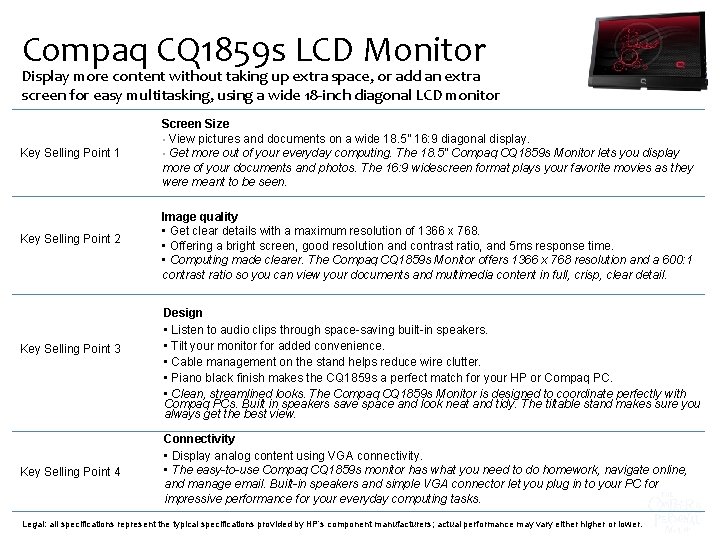 Compaq CQ 1859 s LCD Monitor Display more content without taking up extra space,