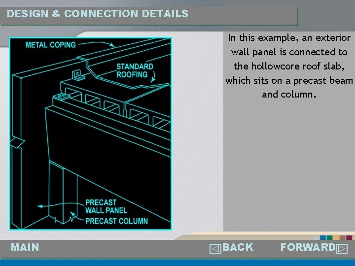 DESIGN & CONNECTION DETAILS In this example, an exterior wall panel is connected to