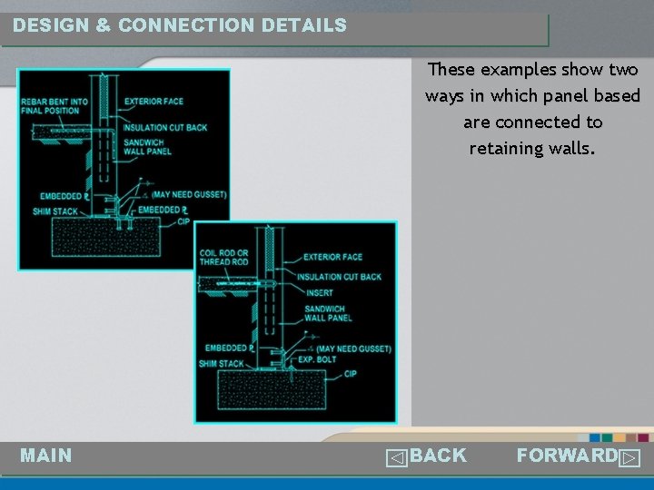 DESIGN & CONNECTION DETAILS These examples show two ways in which panel based are