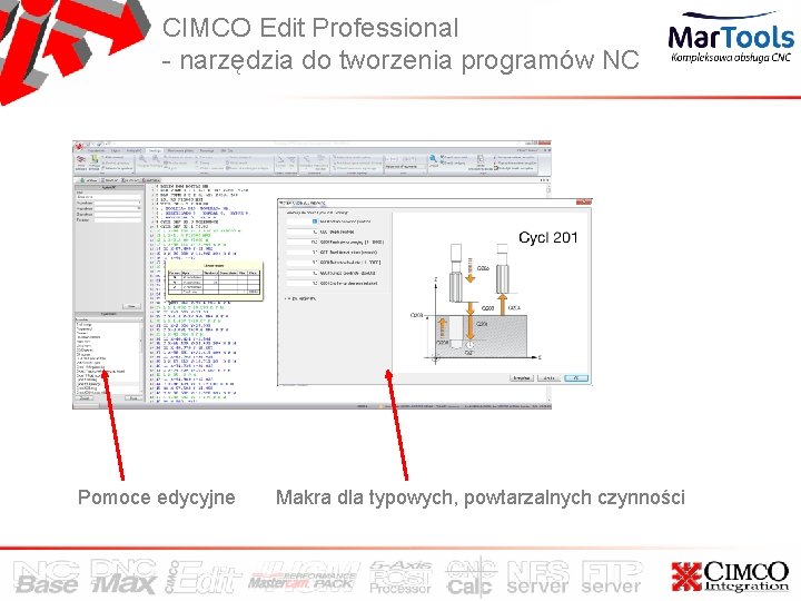 CIMCO Edit Professional - narzędzia do tworzenia programów NC Pomoce edycyjne Makra dla typowych,