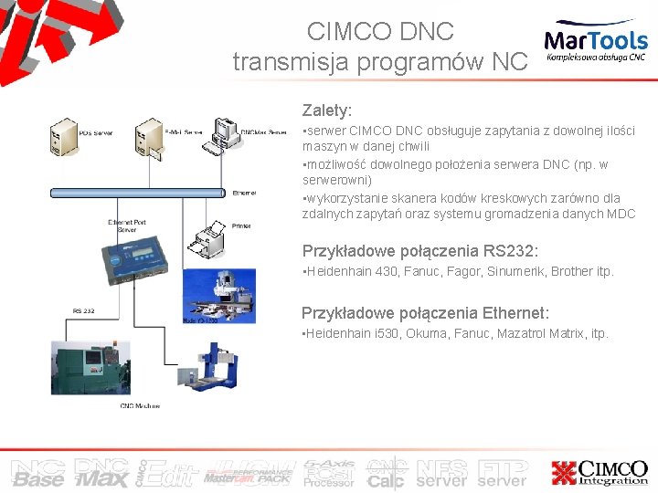 CIMCO DNC transmisja programów NC Zalety: • serwer CIMCO DNC obsługuje zapytania z dowolnej