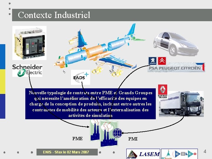 Contexte Industriel Nouvelle typologie de contrats entre PME et Grands Groupes conséquence est la