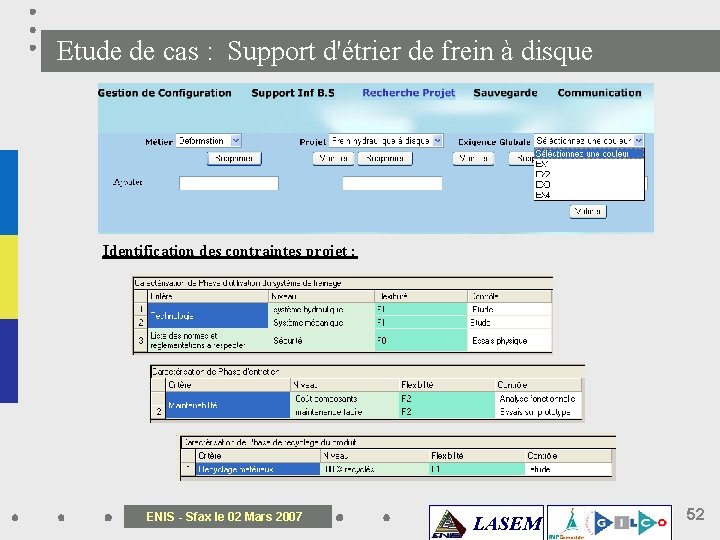 Etude de cas : Support d'étrier de frein à disque Identification des contraintes projet