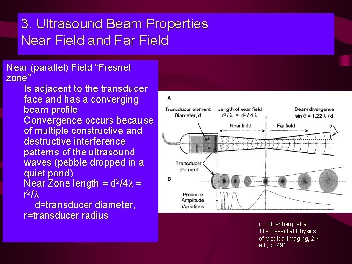 3. Ultrasound Beam Properties Near Field and Far Field Near (parallel) Field “Fresnel zone”