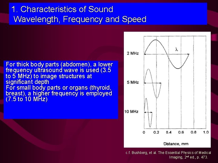 1. Characteristics of Sound Wavelength, Frequency and Speed For thick body parts (abdomen), a