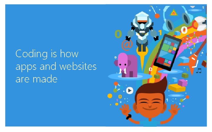 Coding is how apps and websites are made 