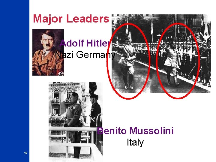 Major Leaders Adolf Hitler Nazi Germany Benito Mussolini Italy 15 